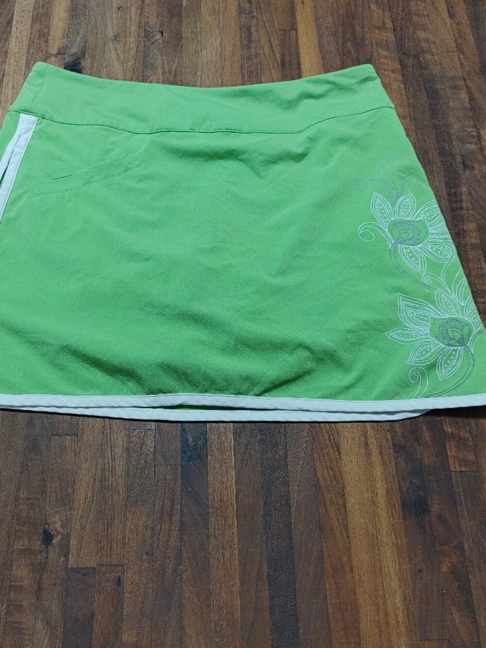 Athleta Womens 6 Lime Green Floral Tennis Skort Built In Shorts Skirt 819678